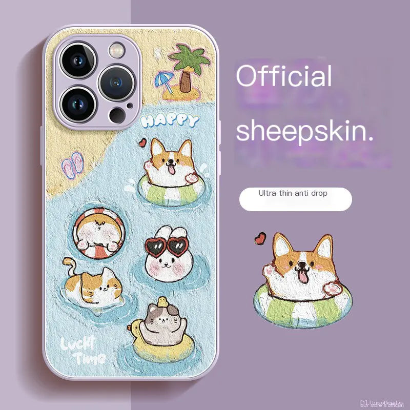 Embroidered Cartoon Duck iPhone Case for Apple Models