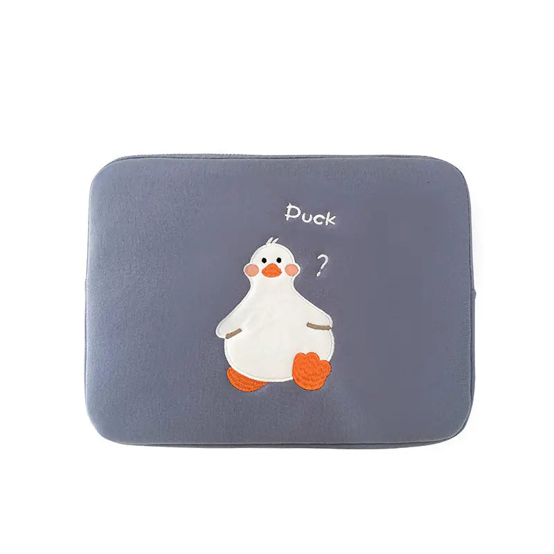 Cute Cartoon Duck Embroidered Tablet Case Design