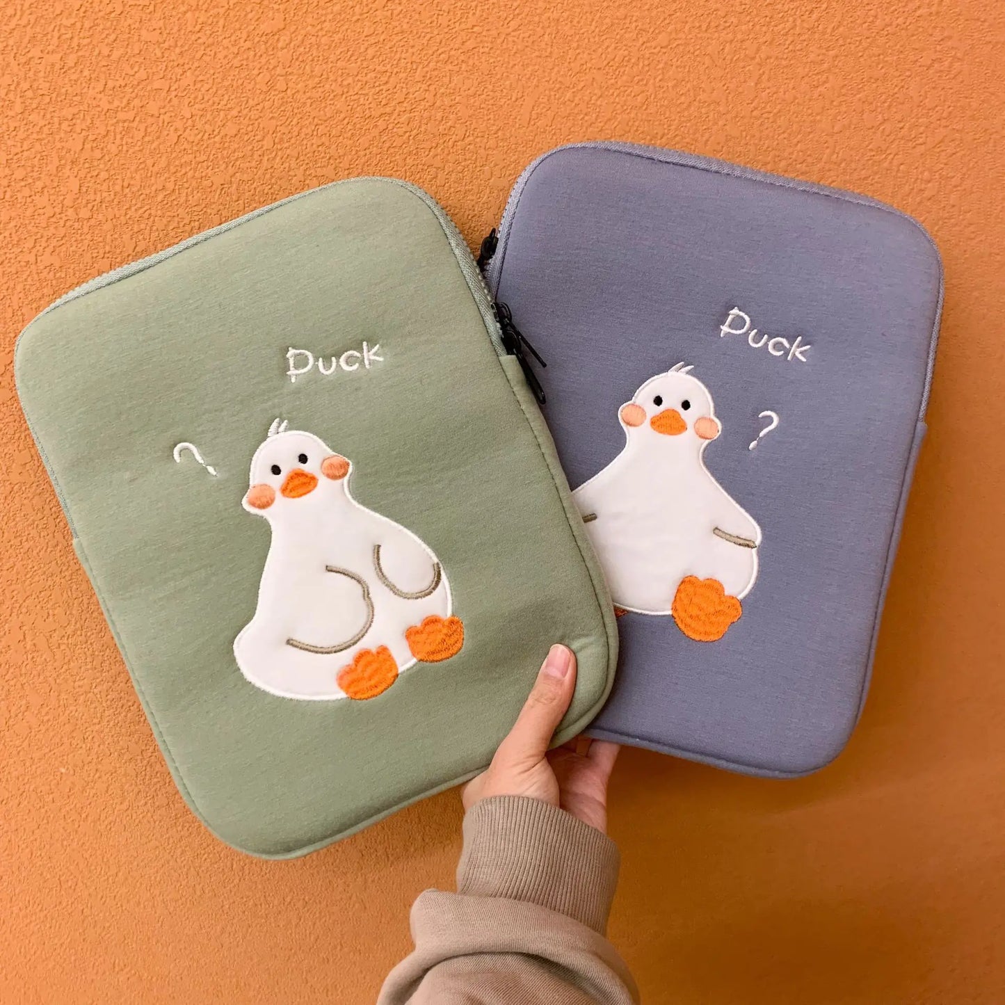 Cute Cartoon Duck Embroidered Tablet Case Design